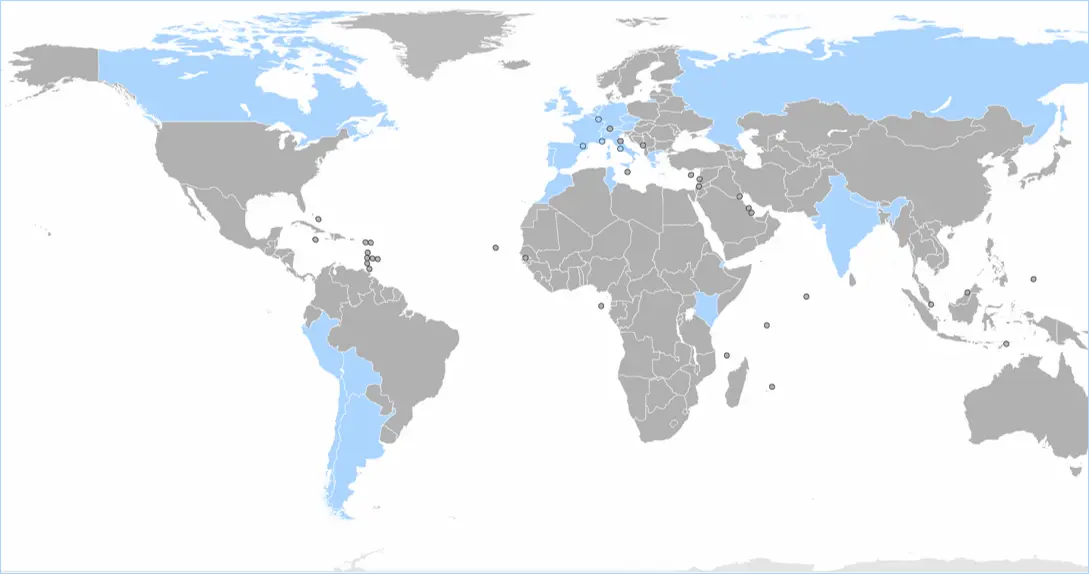 Carte du monde représentant les pays visités